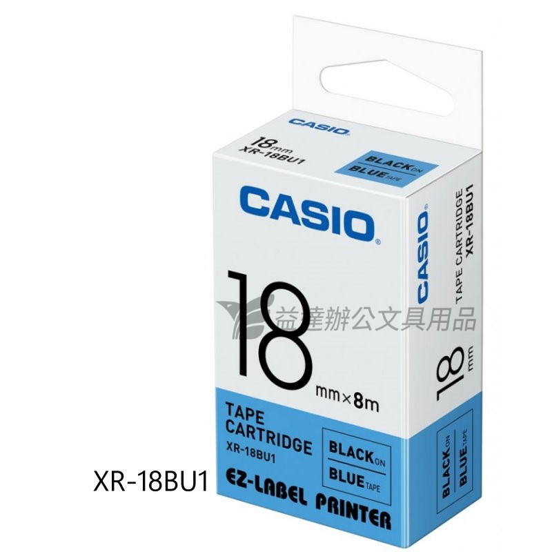 CASIO  18mm標籤色帶【藍底黑字】