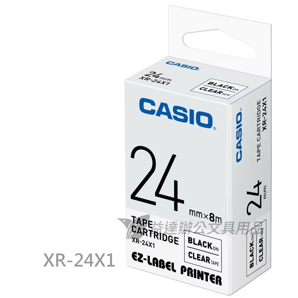 CASIO  24mm標籤色帶【透明底黑字】